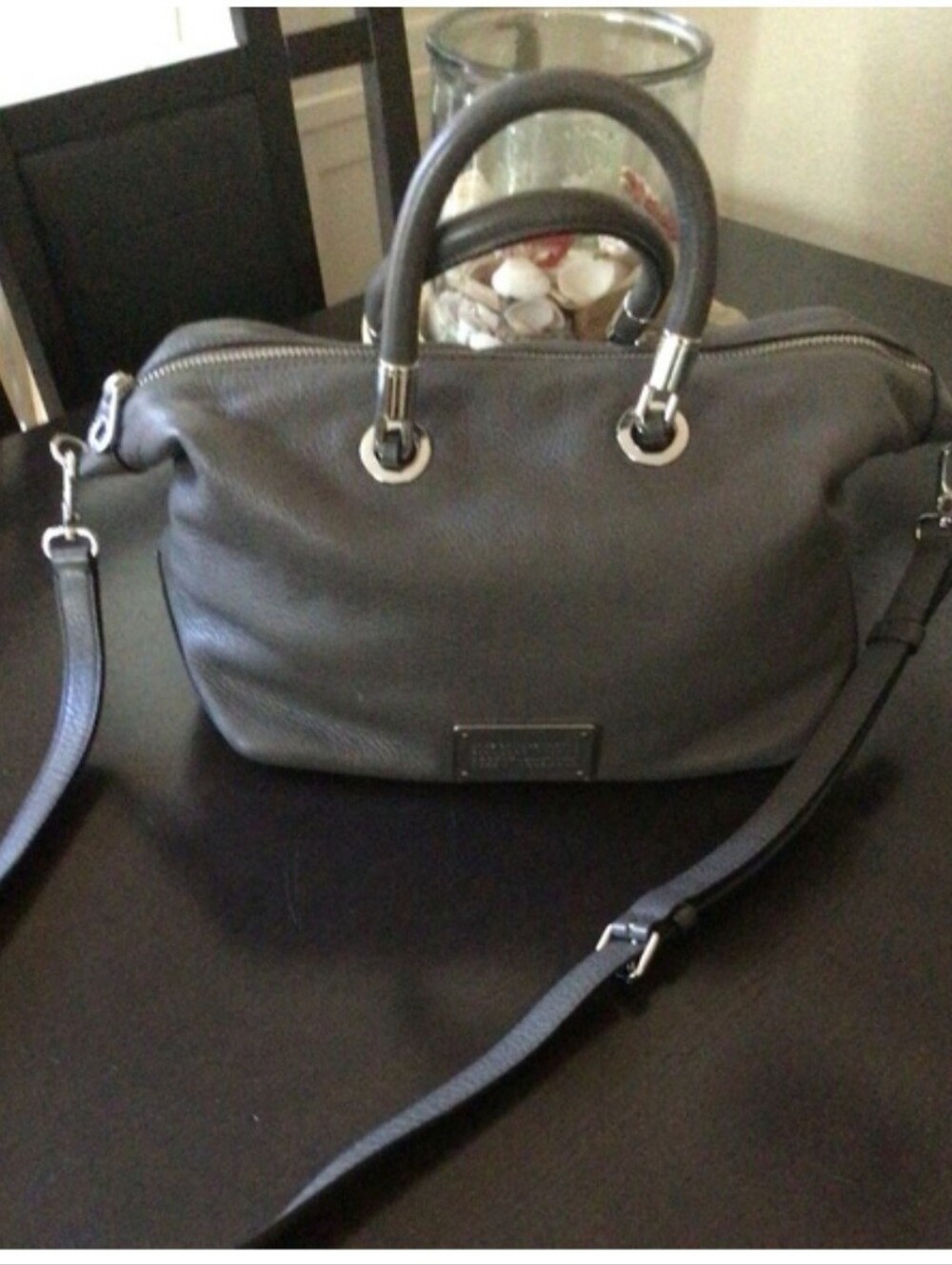 Marc Jacobs gray nameplate satchel with crossbody strap included. EUC